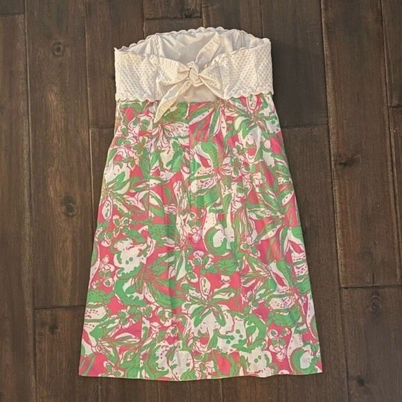 Lilly Pulitzer Franco Floral Strapless Dress Forgot My Trunks Hotty 00 - Picture 5 of 7